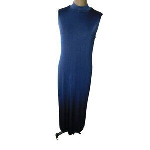 Caroline Wells Size 12 Long Navy Slinky Stretchy Traveler Knit Dress